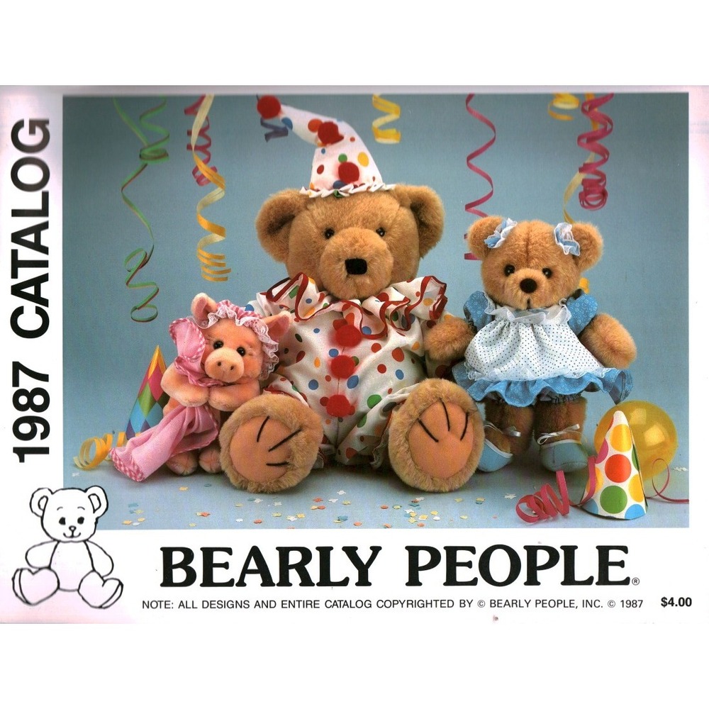 Vintage 1987 Bearly People Inc Plush Teddy Bear Catalog Collectible Ephemera